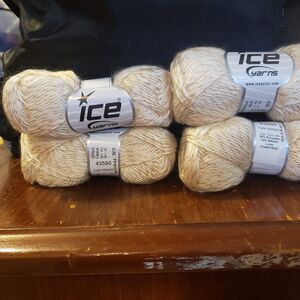 NEW ICE YARN BUNDLE 4 skein Metallic yarn color Lurex Cream Gold @50 G
